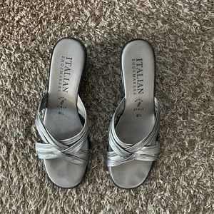 Italian Shoemakers - 8.5 -Silver Slide Ons